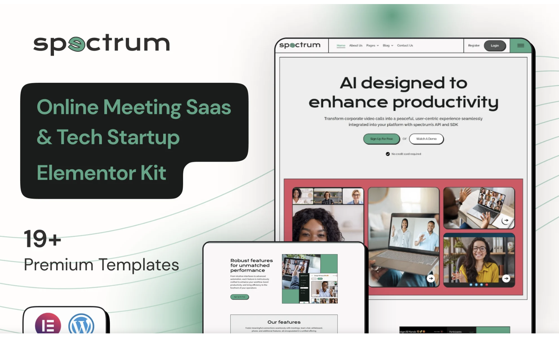 Spectrum - Online Meeting Saas Elementor Pro Template Kit