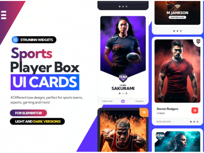 Sports Player Box - Elementor UI Cards