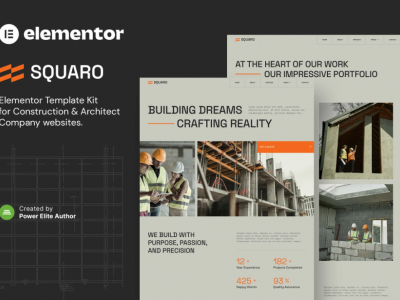 Squaro – Modern Construction & Architect Elementor Template Kit