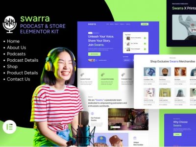 Swarra - Podcast Streaming & Merchandise Store Template Kit