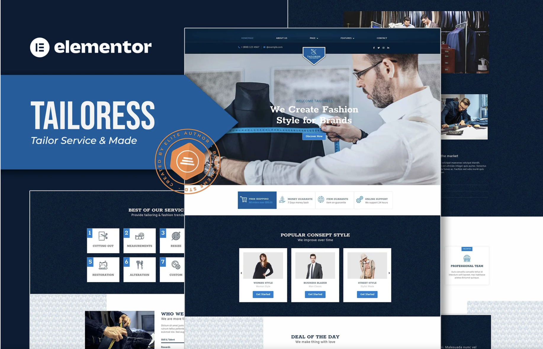 Tailoress - Tailor Service & Made Elementor Template Kit