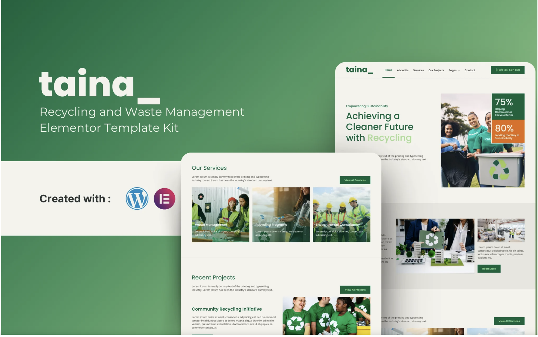 Taina - Recycling and Waste Management Elementor Template Kit