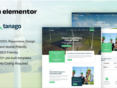 Tanago - Green Renewable Energy Elementor Pro Template Kit