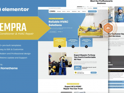 Tempra - Air Conditioner & HVAC Repair Elementor Template Kit