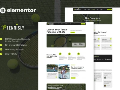 Tennisly - Tennis School & Sports Club Elementor Template Kit