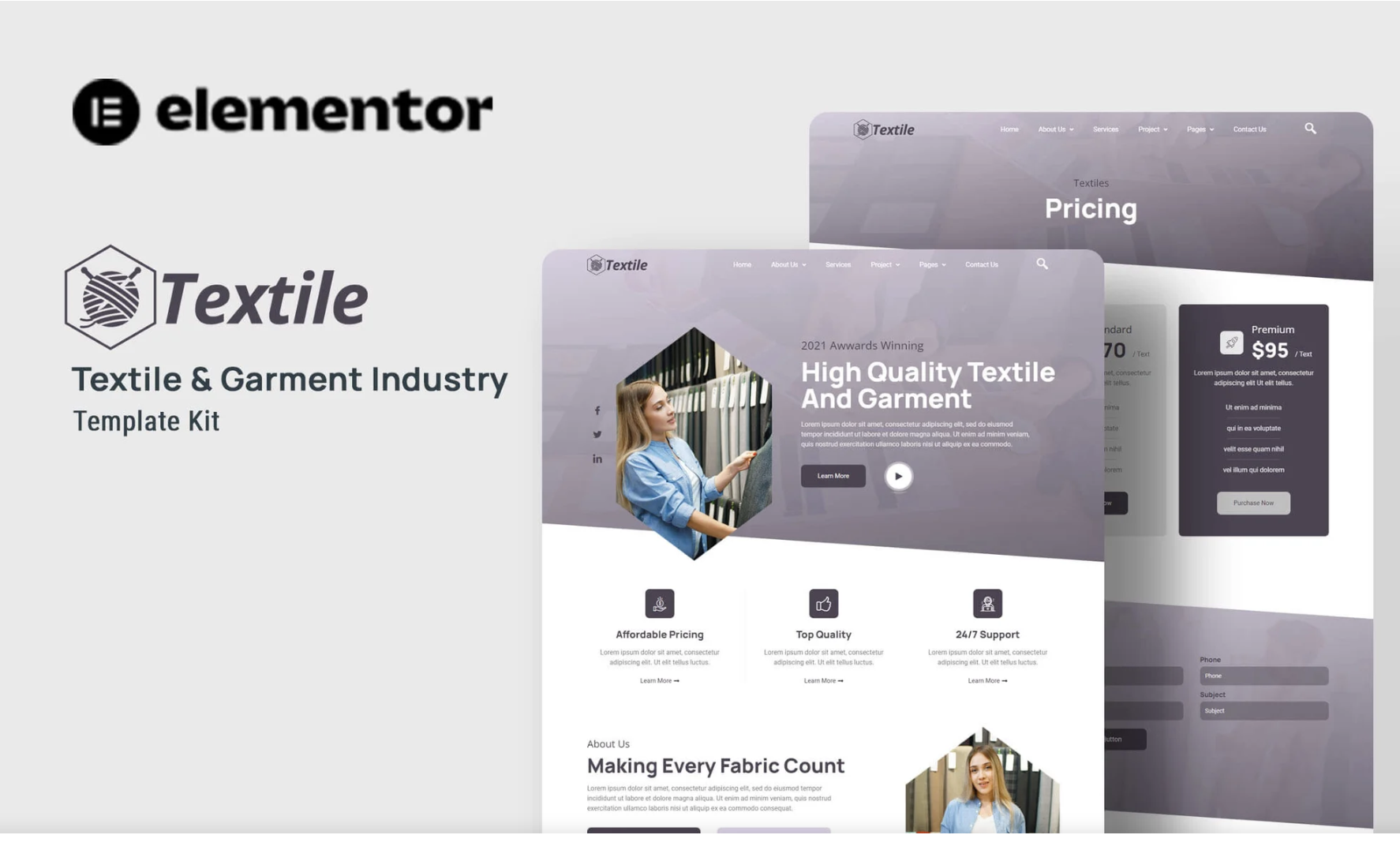 Textiles - Garment Industry Elementor Template Kit