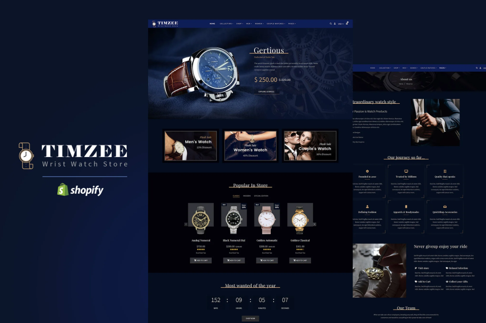 Timzee  Shopify Watch Store & Digital Clock Theme
