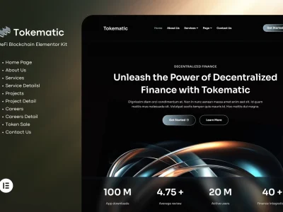 Tokematic - Crypto Defi Launch Elementor Template Kit