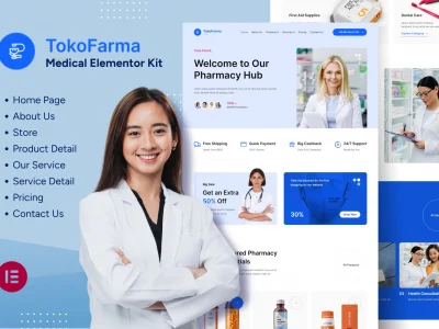 TokoFarma - Ecommerce Medicinal Store Elementor Template Kit