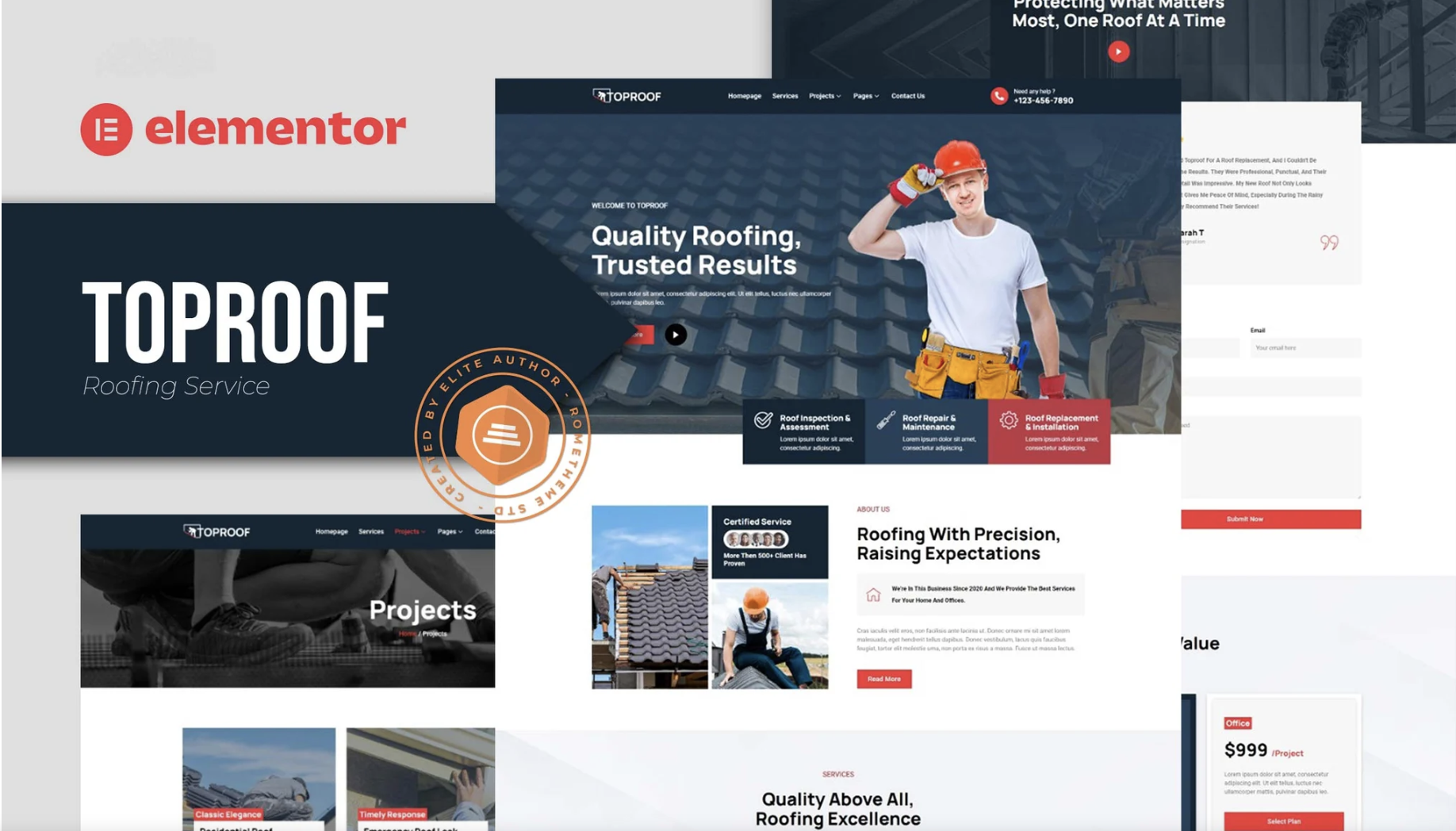 Toproof - Roofing Service Elementor Template Kit