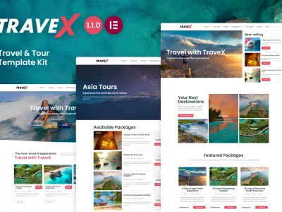 TraveX - Travel & Tour Agency Elementor Template Kit