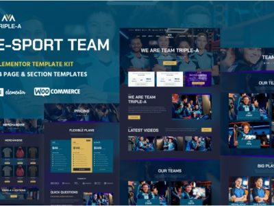Triple-A - eSport Team Gaming WooCommerce Elementor Template Kit