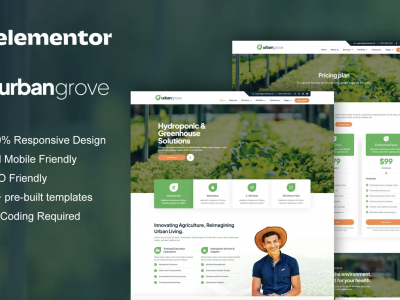 UrbanGrove - Hydroponic & Agriculture Elementor Template Kit