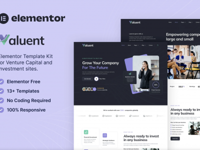 Valuent – Venture Capital & Investment Elementor Template Kit