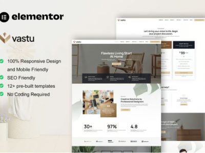 Vastu - Interior Design Service Elementor Pro Template Kit