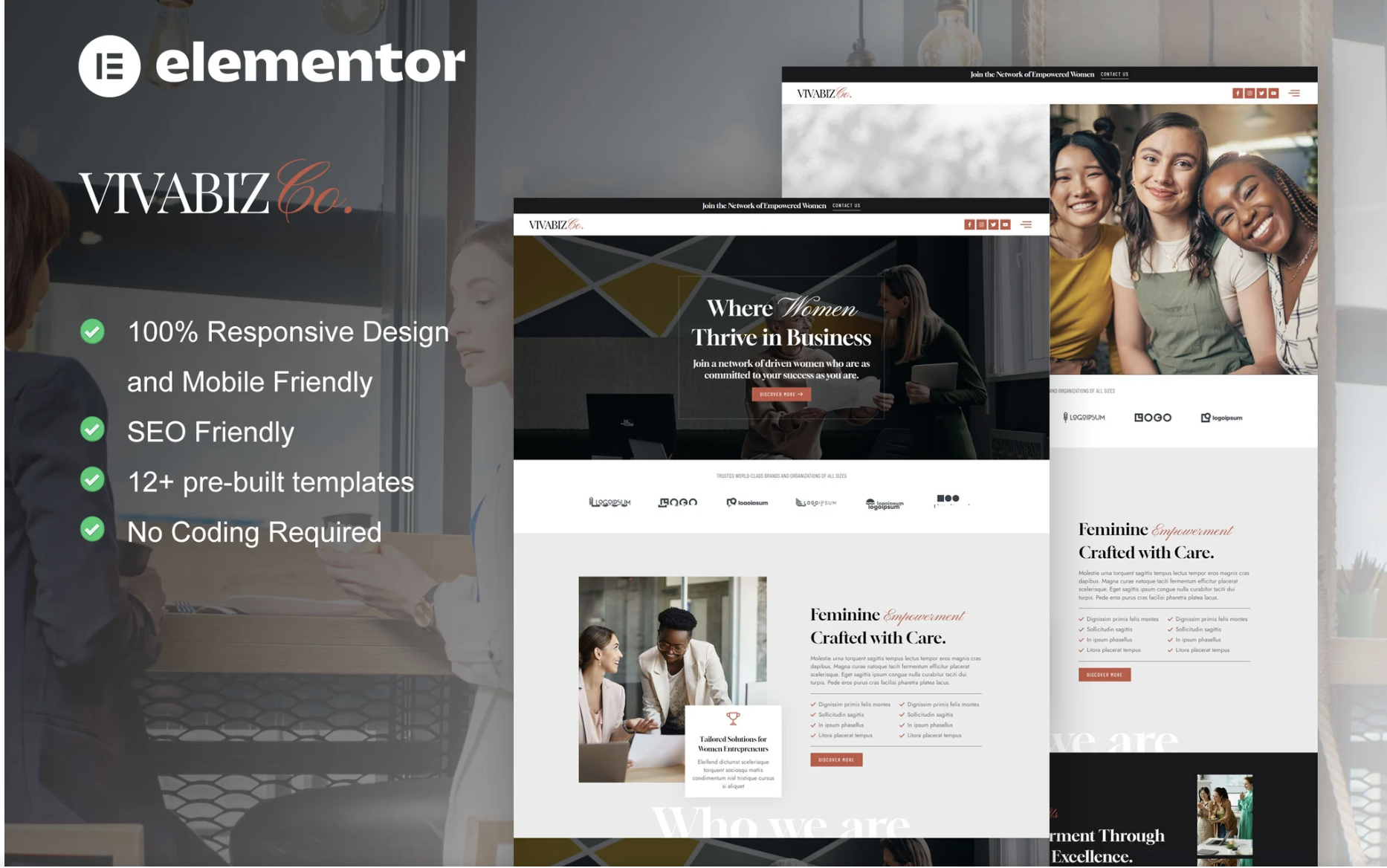 Vivabiz - Feminine Business Coaching Elementor Template Kit