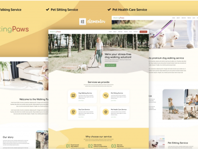 Walking Paws - Dog Walking & Pet Services Elementor Pro Template Kit