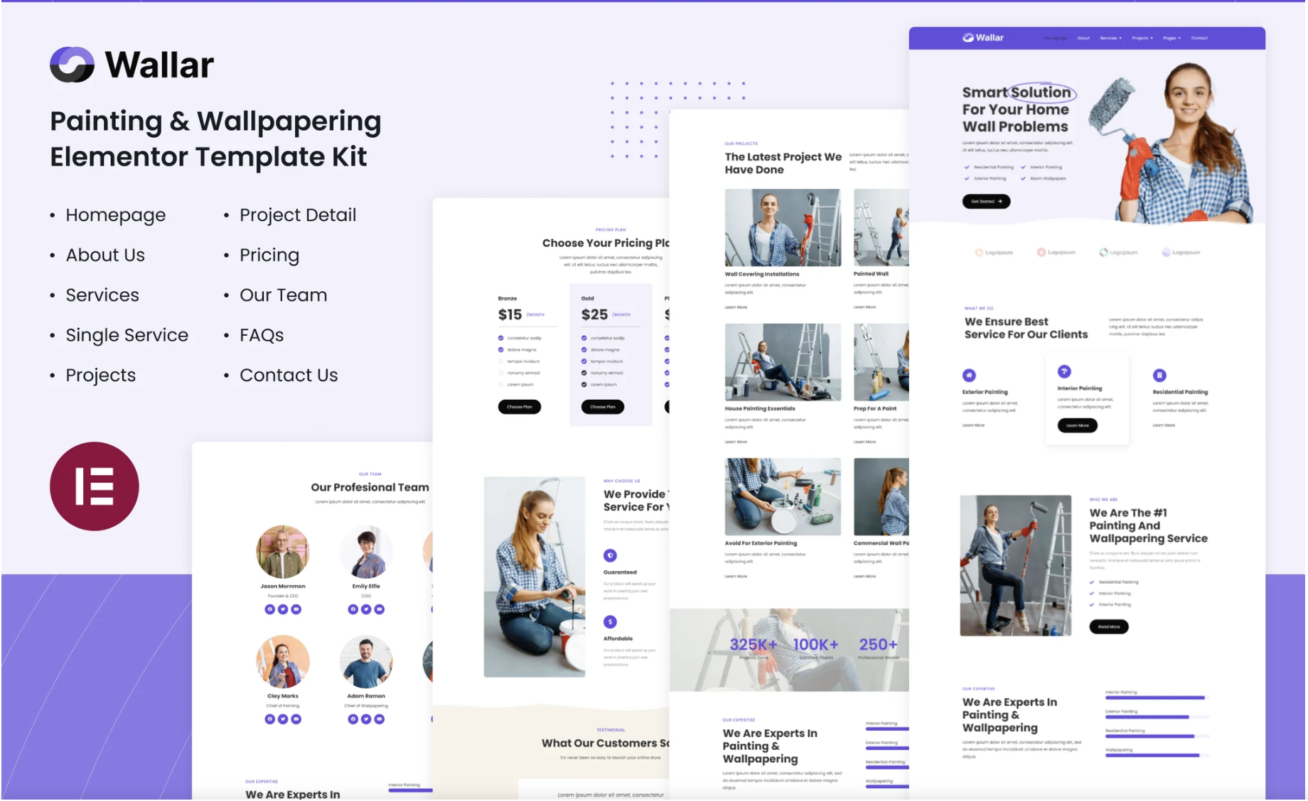 Wallar | Painting & Wallpapering Service Elementor Template Kit