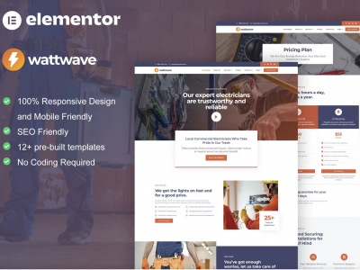 WattWave - Electrical Installation & Maintenance Service Elementor Pro Template Kit