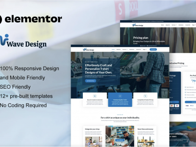 WaveDesign - T Shirt Design & Printing Service Elementor Pro Template Kit