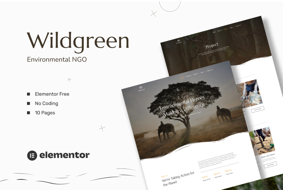 Wildgreen - Environmental NGO Elementor Template Kit