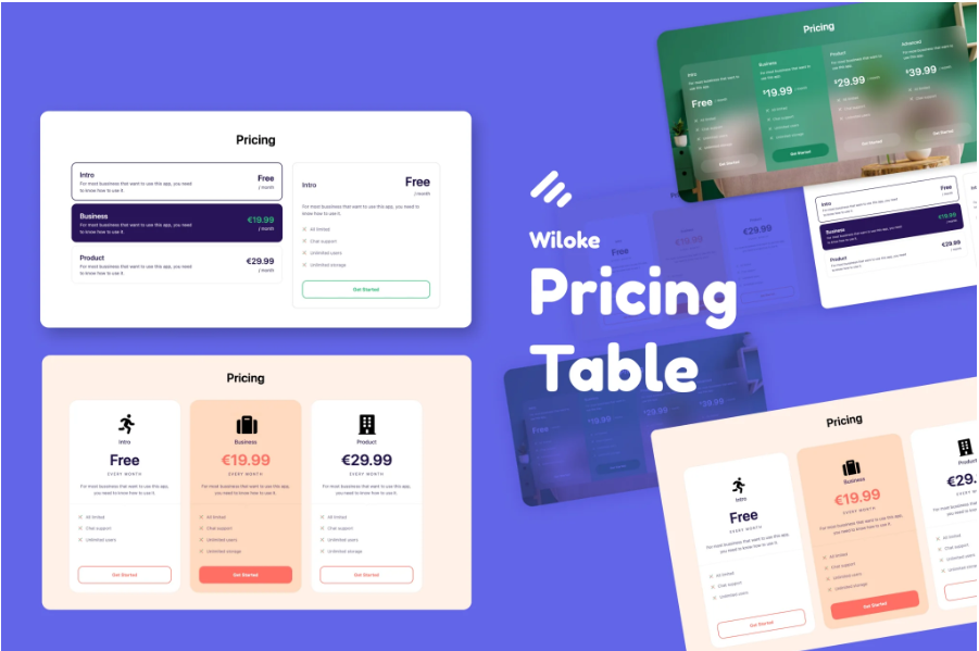 Wiloke Pricing Table Addon for Elementor