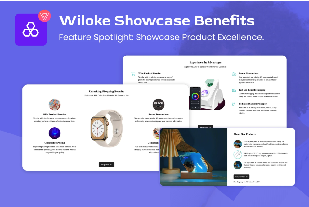 Wiloke Showcase Benefits Addon for Elementor