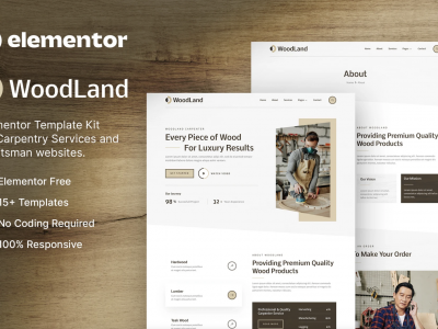 WoodLand – Carpenter & Craftsman Elementor Template Kit