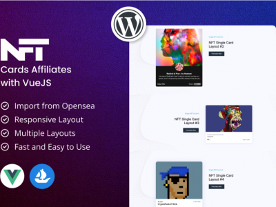 WordPress Live NFT Cards Affiliates with VueJS