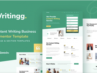Writingg - Content Copywriting Services Elementor Template Kit