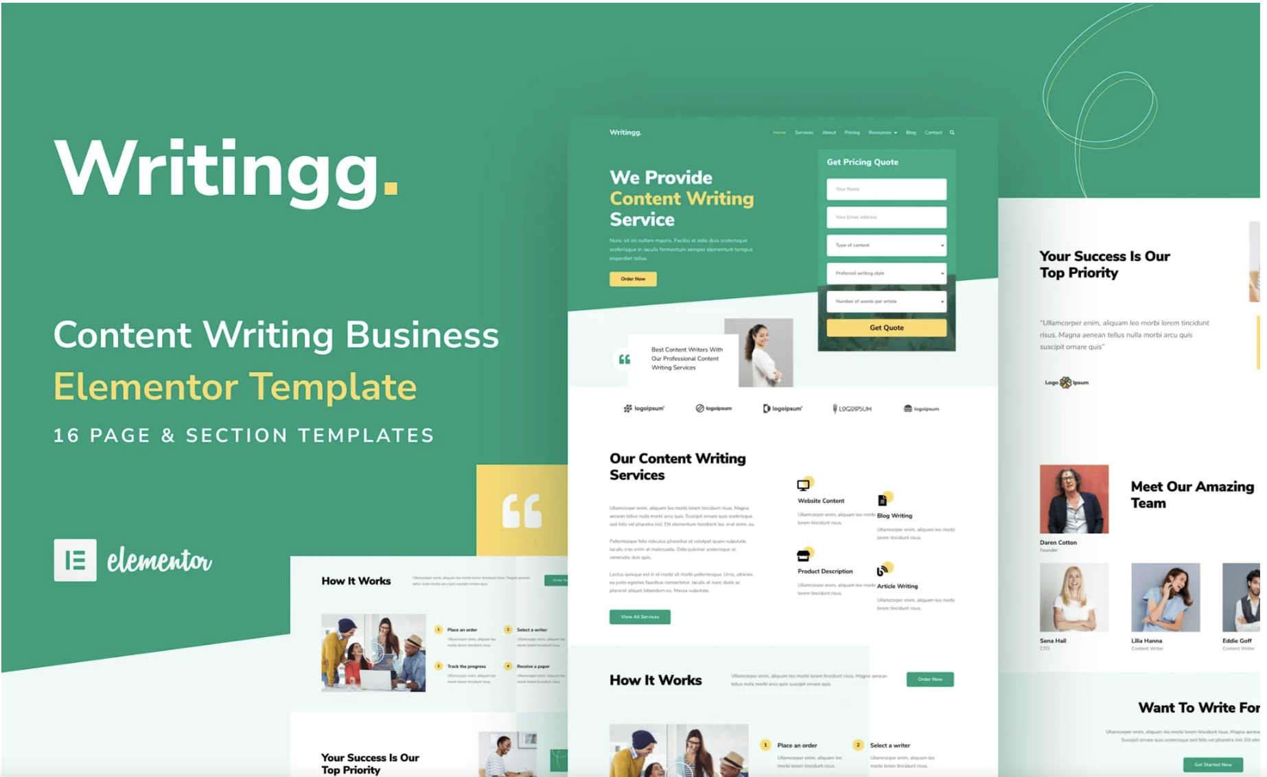 Writingg - Content Copywriting Services Elementor Template Kit