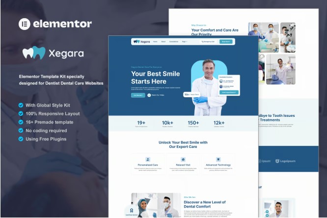 Xegara - Dentist Dental Care Elementor Template Kit
