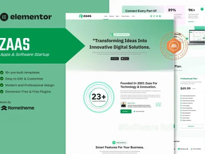 Zaas - Apps & Software Startup Elementor Template Kit