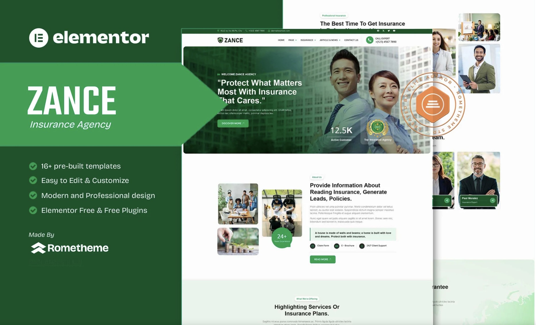 Zance - Insurance Agency Elementor Template Kit