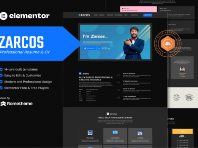 Zarcos - Professional Resume & CV Elementor Template Kit