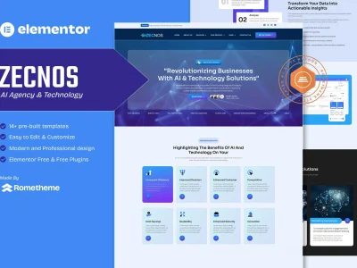 Zecnos - AI Agency & Technology Elementor Template Kit