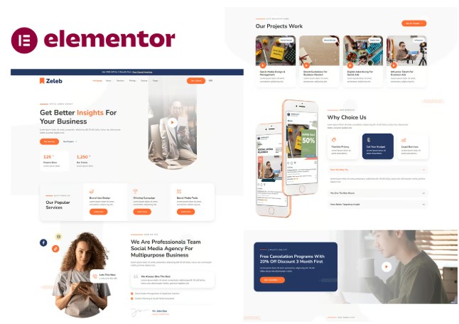 Zeleb - Social Media Marketing & Digital Advertising Elementor Template Kit