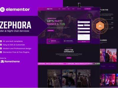 Zephora - Bar & Night Club Services Elementor Template Kit