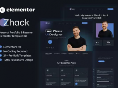 Zhack - Personal Portfolio & Resume Elementor Template Kit