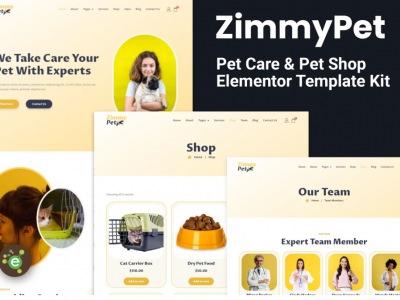 ZimmyPet - Pet Care & Store Elementor Template Kit