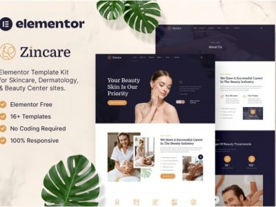 Zincare – Skincare & Dermatology Elementor Template Kit