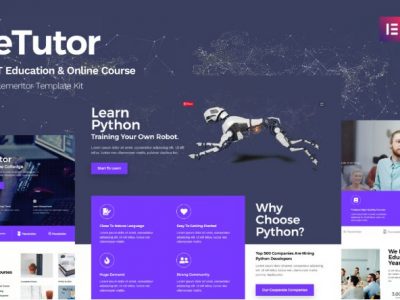 eTutor - Education & Online Course Elementor Pro Template Kit