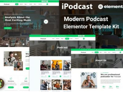iPodcast - Modern Podcast Elementor Template Kit