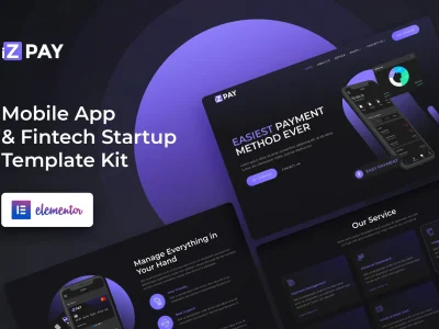 iZPAY - Mobile App & Fintech Startup Elementor Template Kit