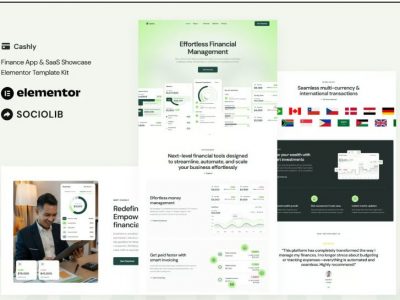 Cashly - Finance App & SaaS Showcase Elementor Template Kit By sociolib