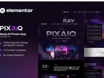 Pixaiq - Saas AI Photo App Elementor Template Kit