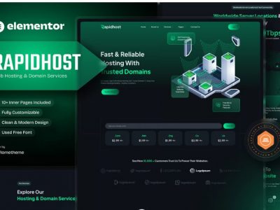 Rapidhost - Web Hosting & Domain Services Elementor Template Kit