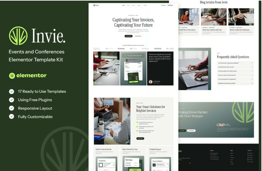 Invie - Invoicing Platform & SaaS Elementor Template Kit