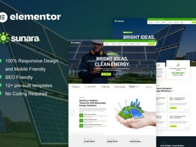 Sunara - Solar & Renewable Energy Elementor Pro Template Kit