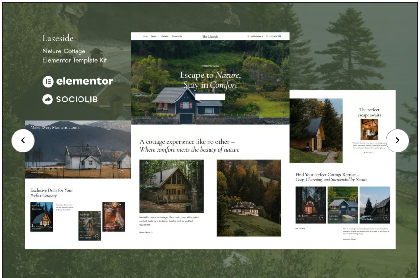 Lakeside - Nature Cottage Elementor Template Kit
